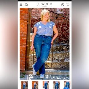 LIKE NEW: JUDY BLUE High Rise Cargo Wide Leg Jeans, Size 18W